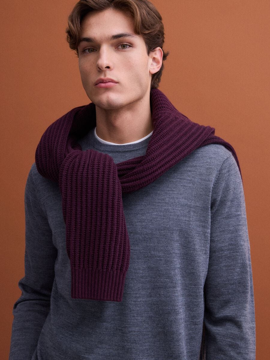 Grey crew-neck pure merino wool jumper, regular fit_1