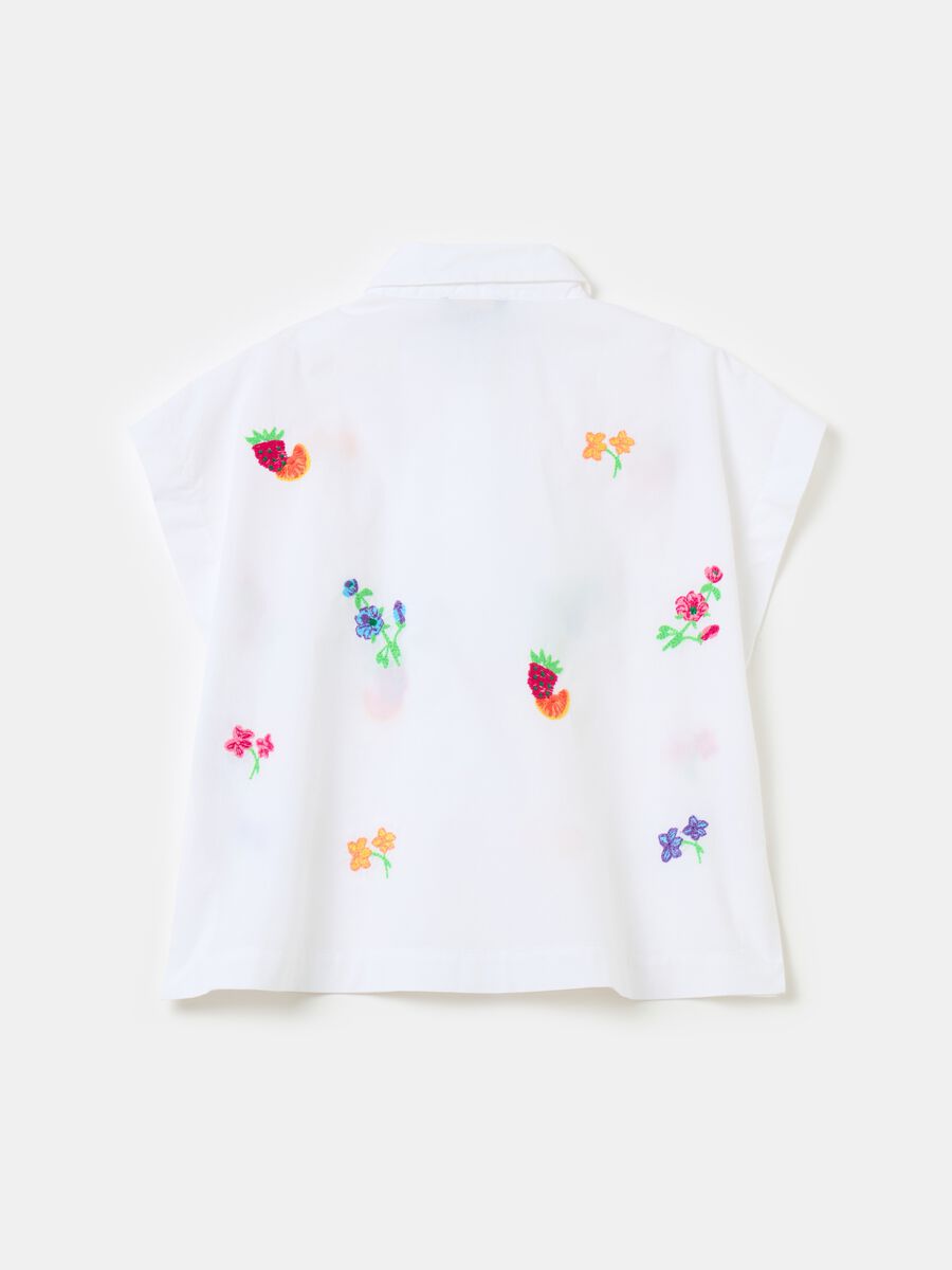 Camisa de algodón con bordado de fruta y flores_3