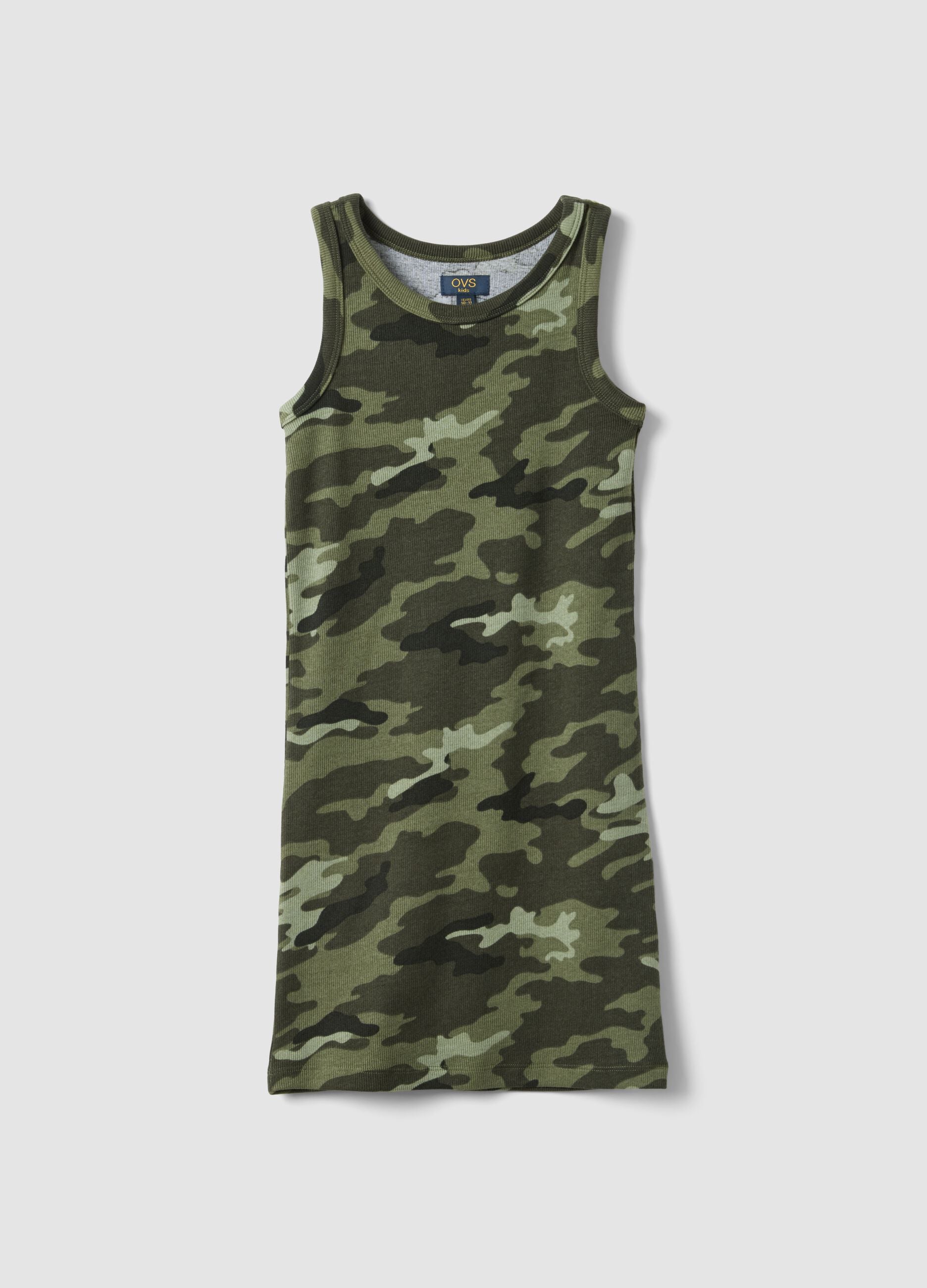 Green sleeveless stretch cotton dress
