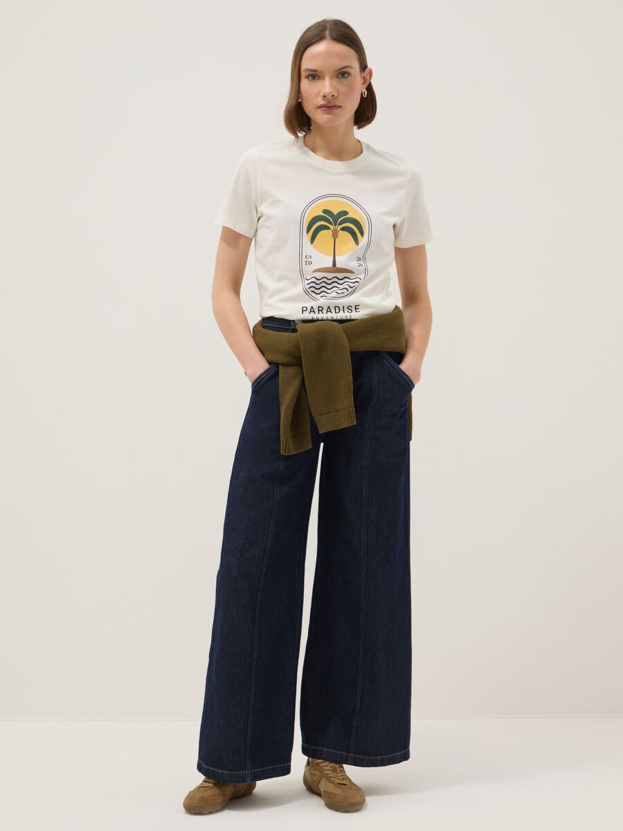 White pure cotton t-shirt regular fit with print_1