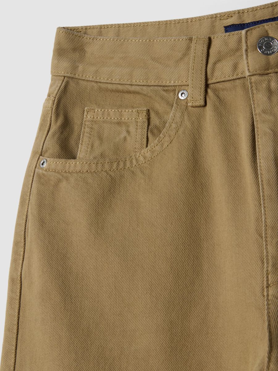 Beige wide-leg denim cotton jeans_5