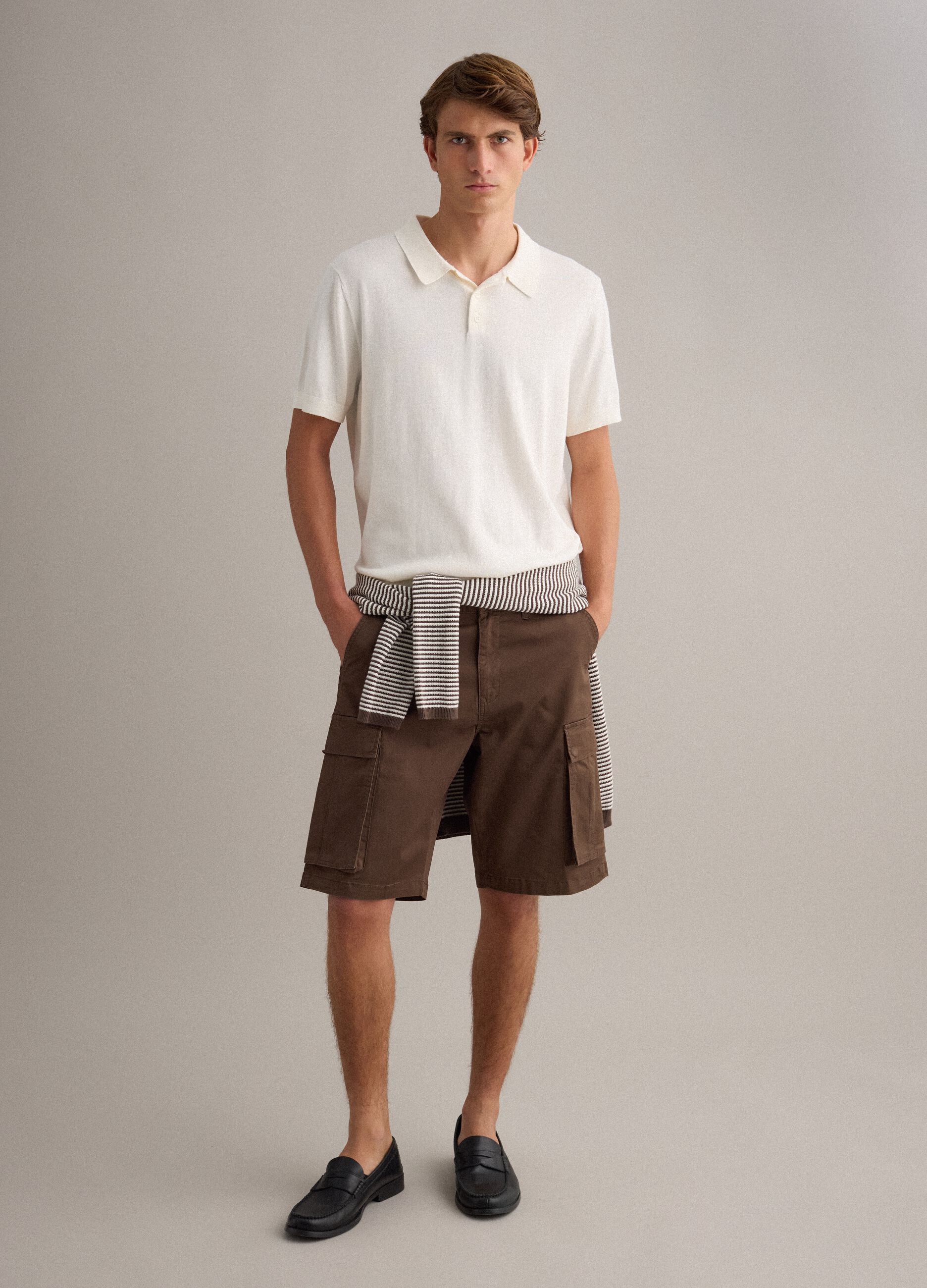 Braune Cargo-Shorts aus Stretch-Baumwolle, Regular Fit