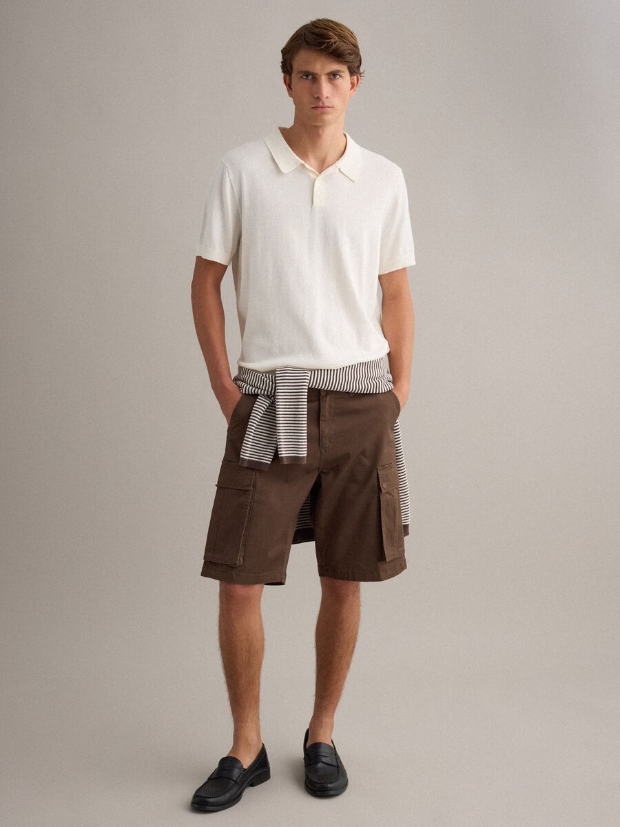 Braune Cargo-Shorts aus Stretch-Baumwolle, Regular Fit_0
