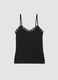 Black stretchy modal tank top regular fit with lace_0