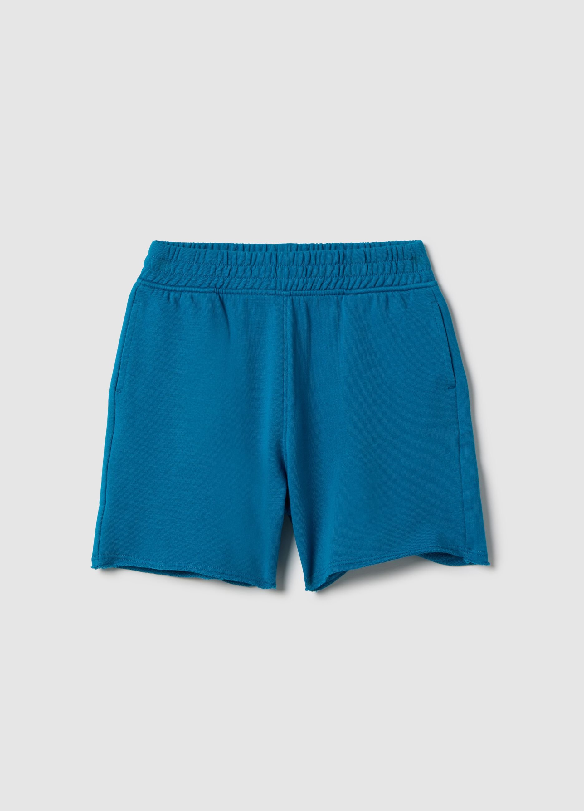 Children's regular fit blue short joggers in pure cotton