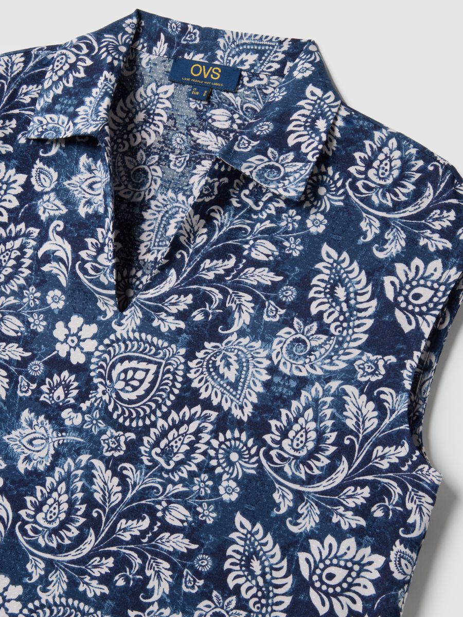 Sleeveless blouse in pure multicolour viscose regular fit with V-neck_5