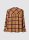 Brown checked pure viscose shirt with neck tie, regular fit_6