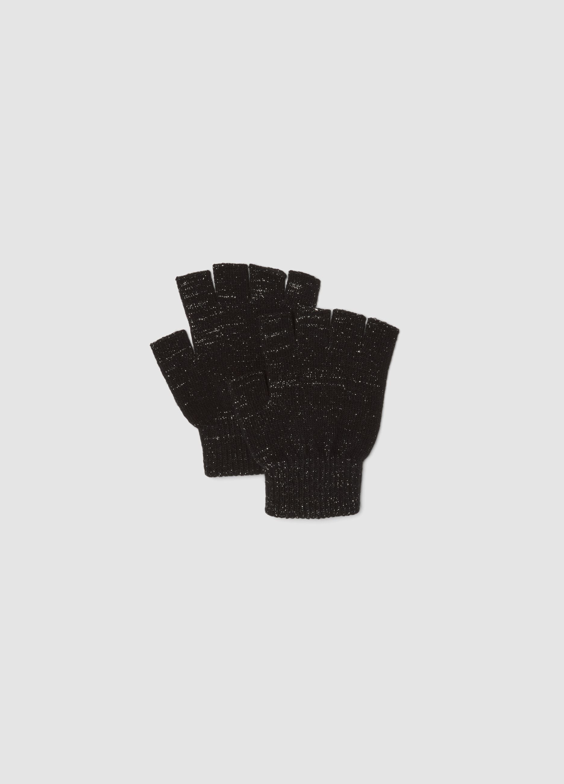 Black stretchy lurex gloves
