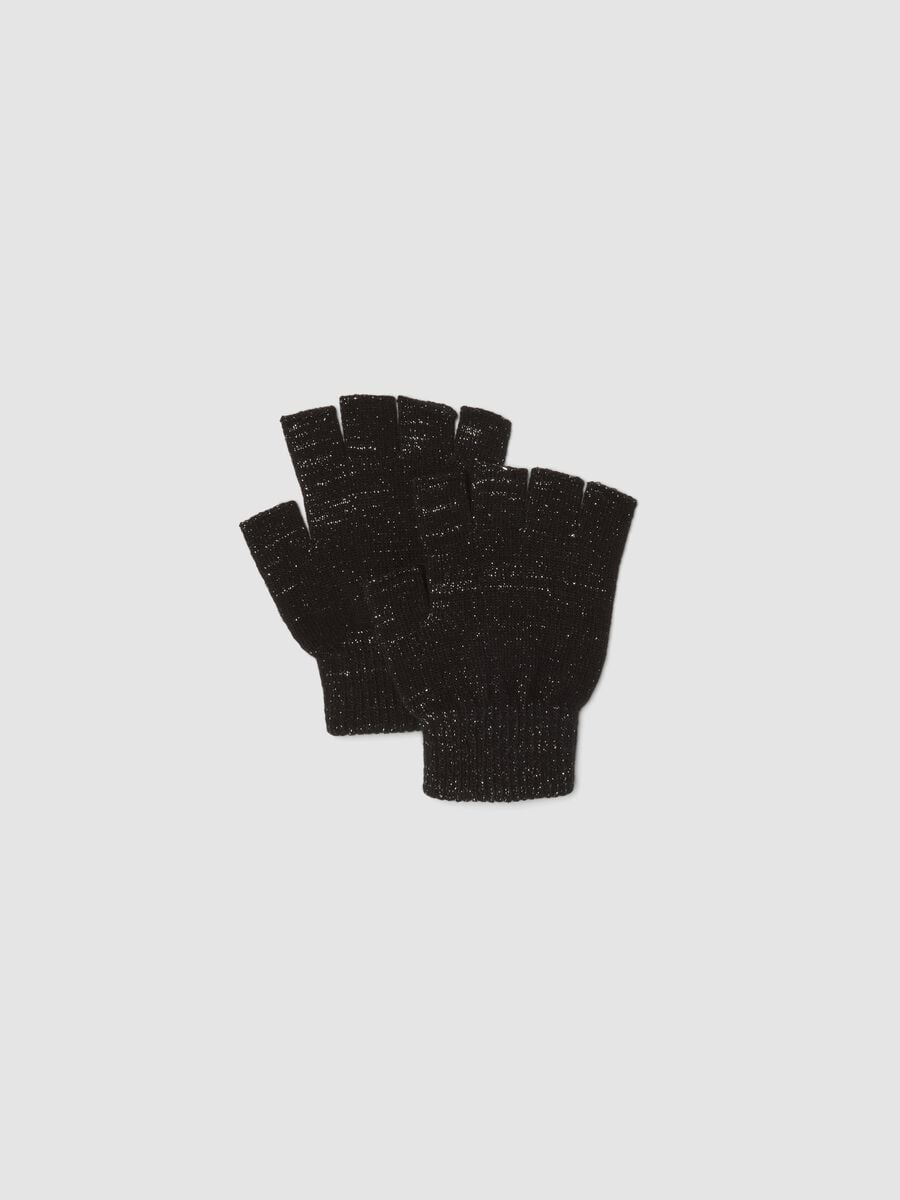 Black stretchy lurex gloves_0