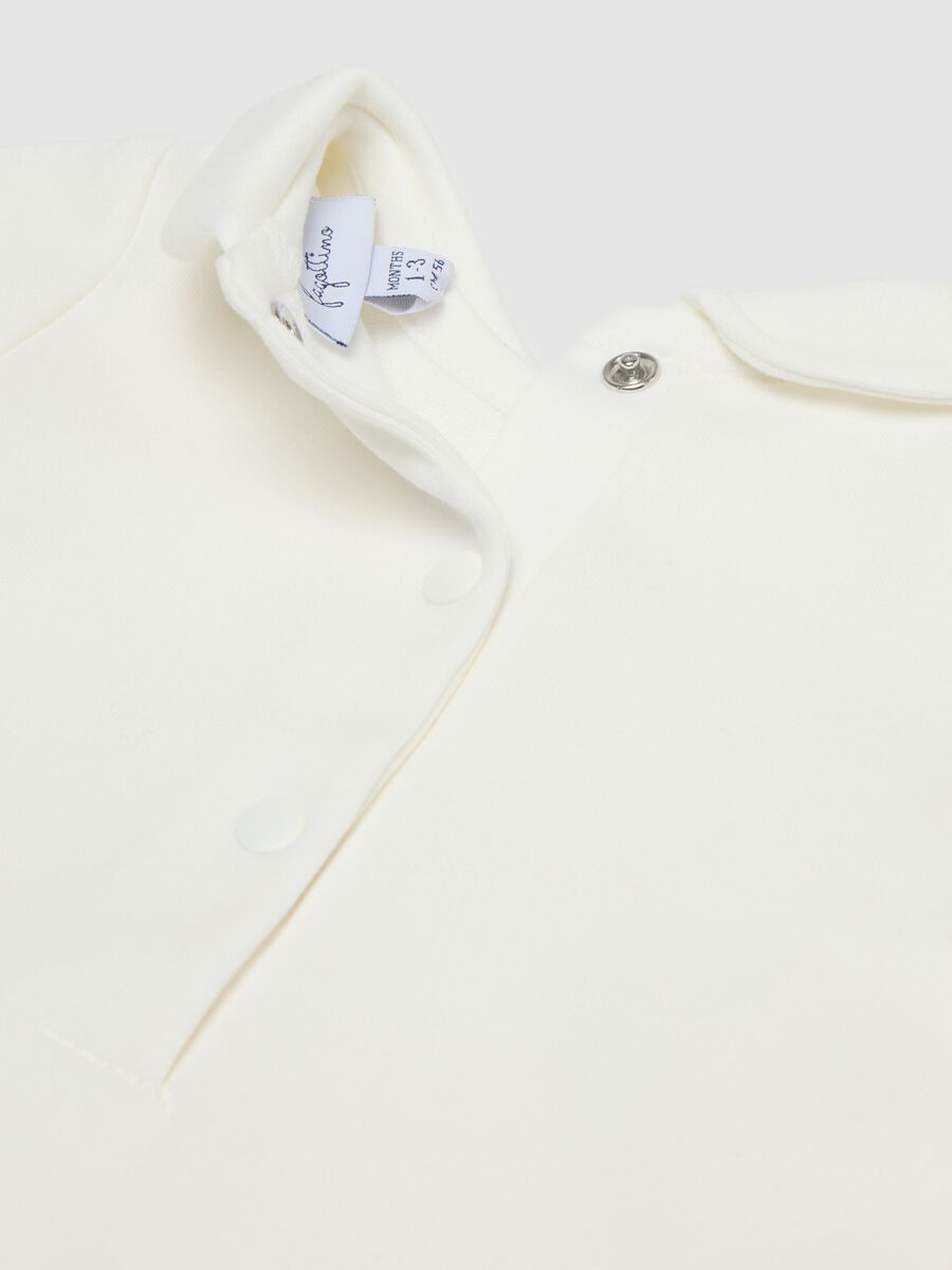 White baby girl's bodysuit in pure cotton with collar and embroidery_3