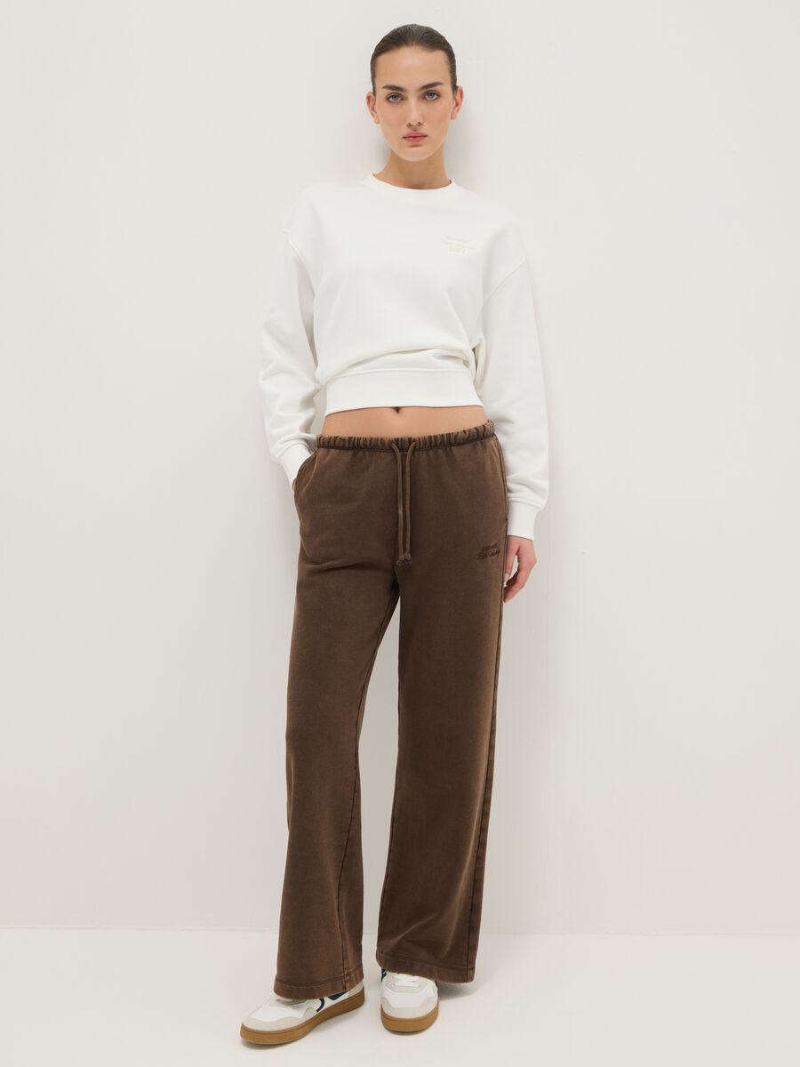 Sweatshirt branca de decote redondo em mistura de algod&atilde;o regular fit com escrita_2