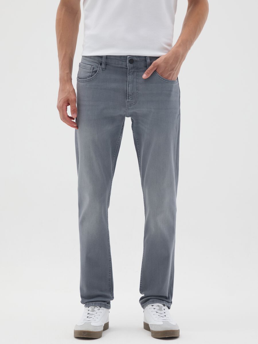 Grey stretchy cotton skinny fit jeans_1