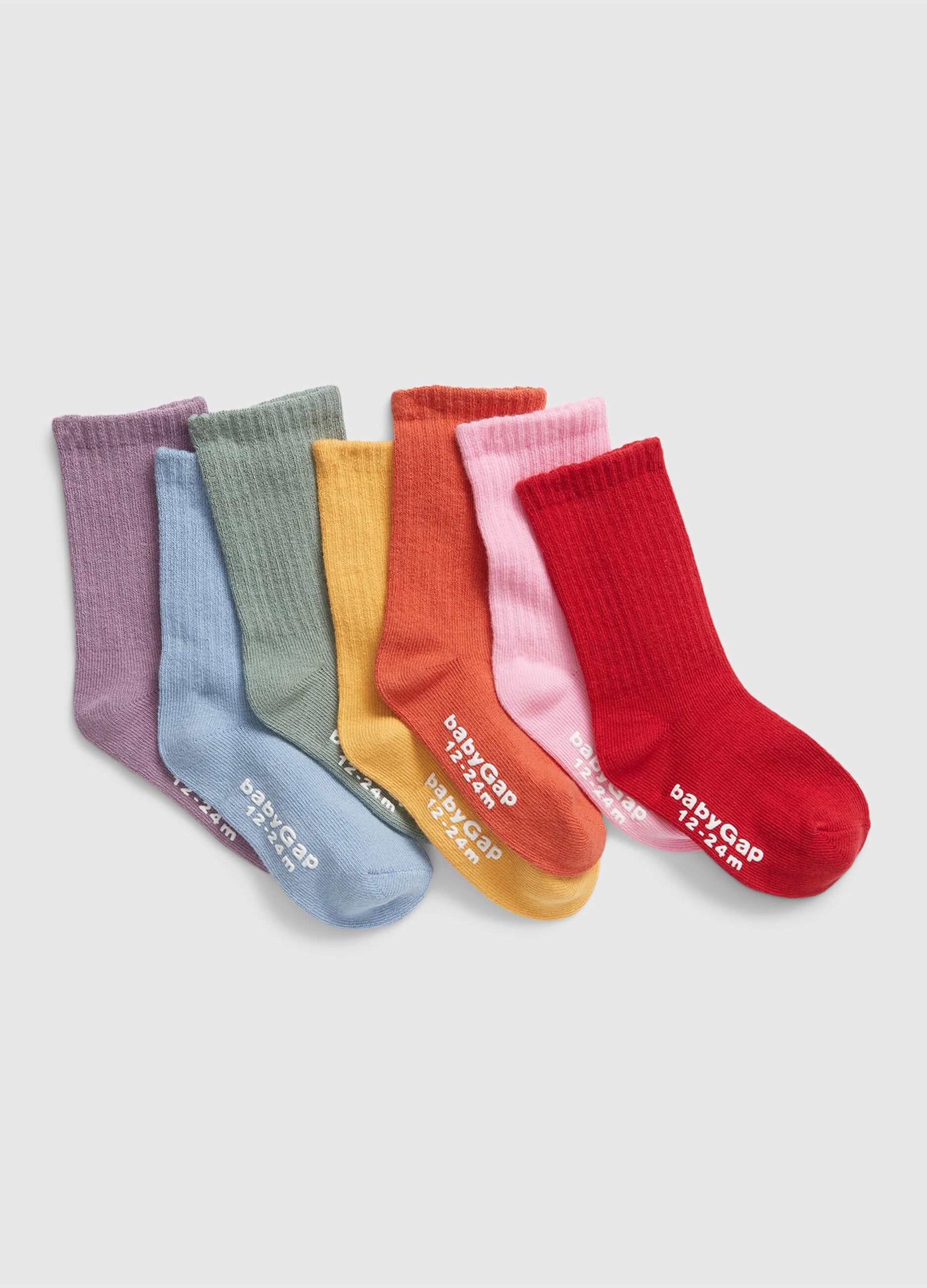 Seven-pair pack short ribbed socks