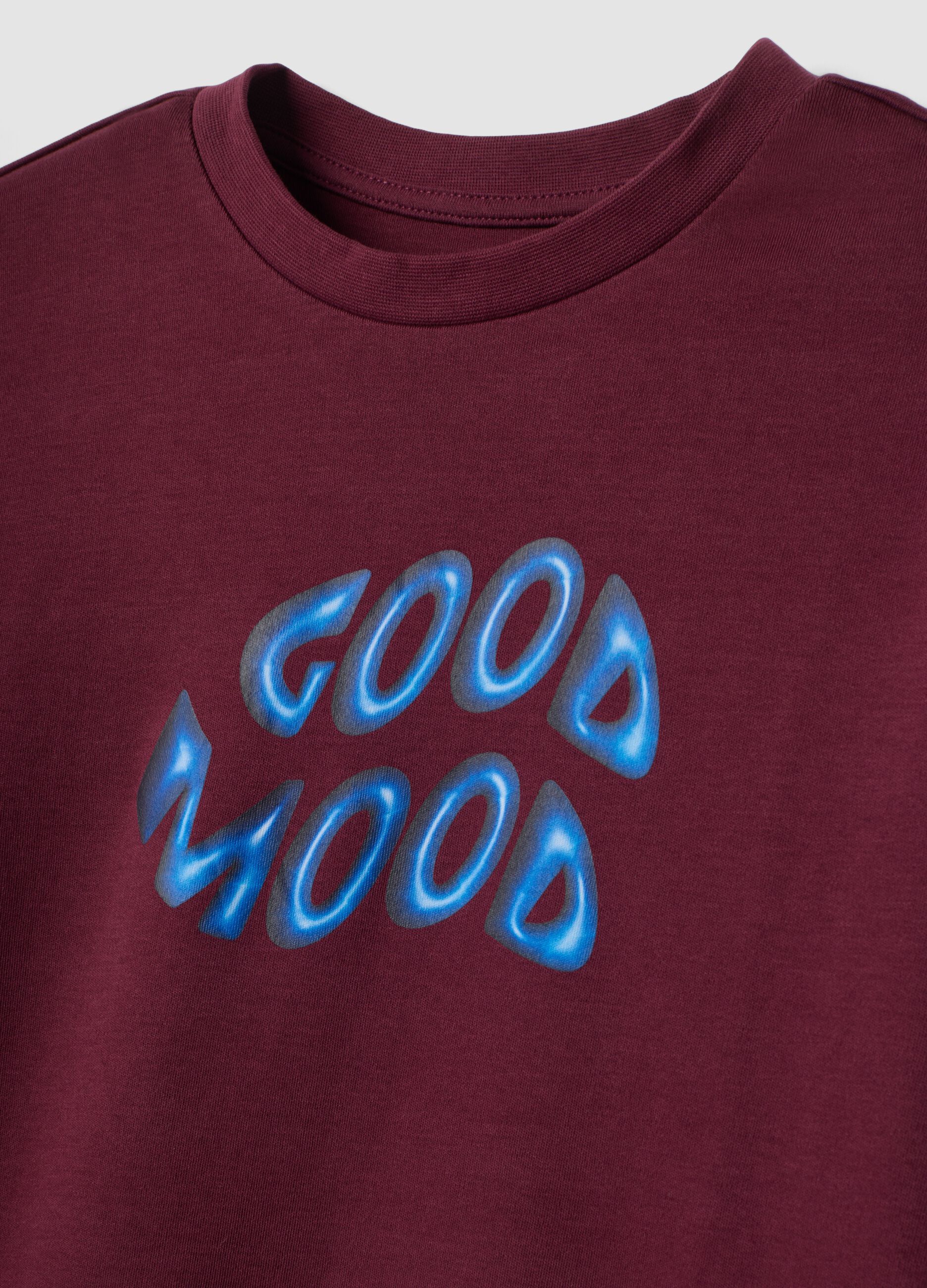 Multicoloured organic cotton pyjamas with "Good Mood" slogan for boys