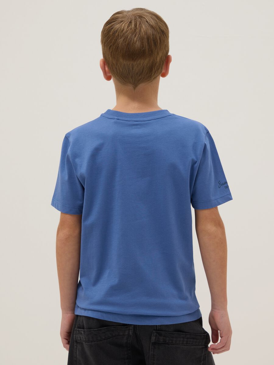 Boy's regular fit pure cotton blue T-shirt with print_1