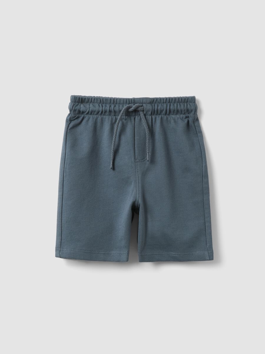Blue pure cotton regular fit shorts for boys_0