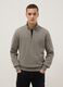 Grey cotton blend sweatshirt regular fit with half zip_1