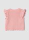 Gilet rosa chiaro in misto viscosa con girocollo in maglia_1