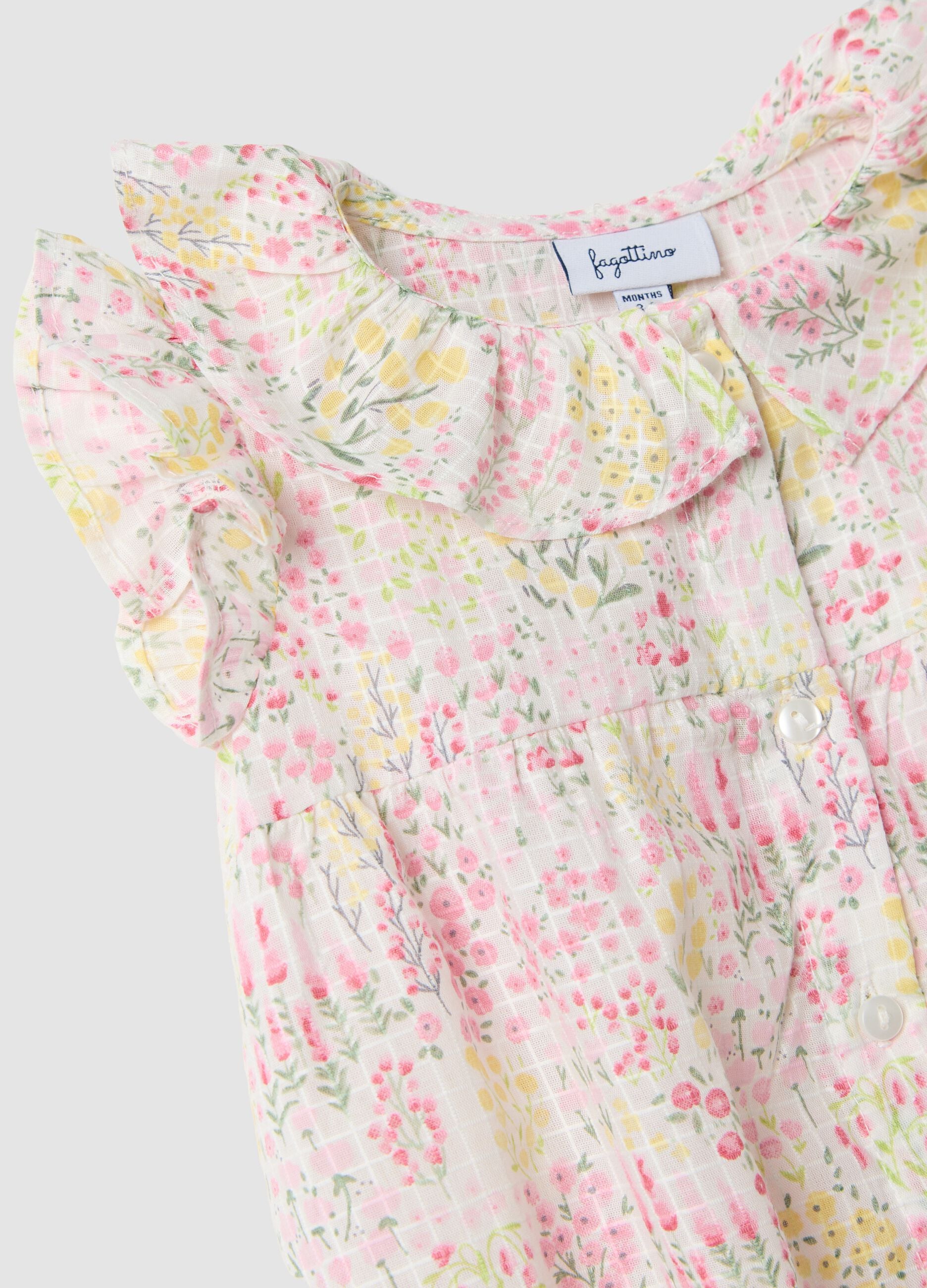 Multicolour pure cotton baby girls&rsquo; romper with floral print