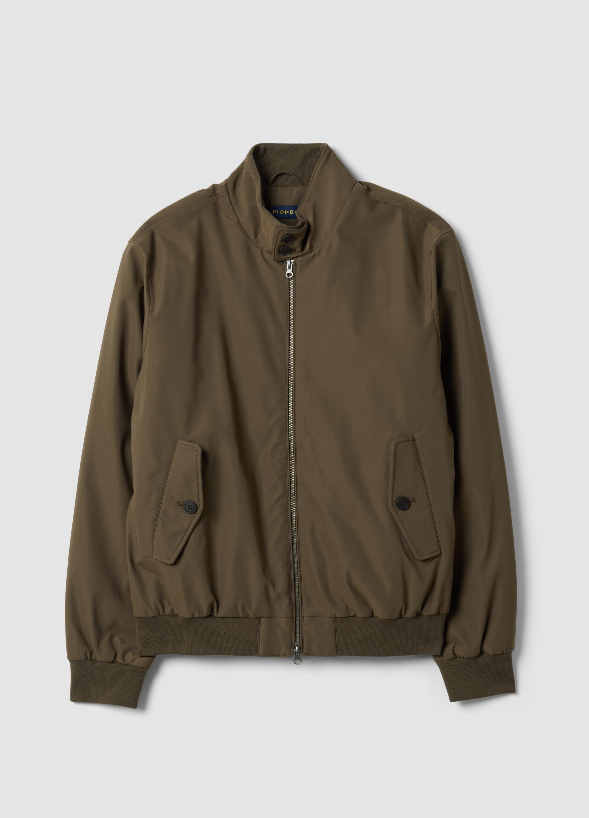 Green regular-fit jacket with zip and high collar
