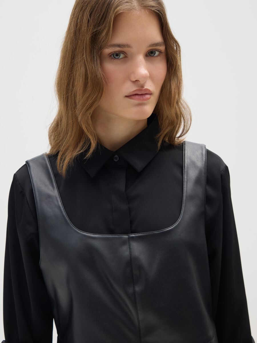 Black patent effect regular fit dress with zip_3