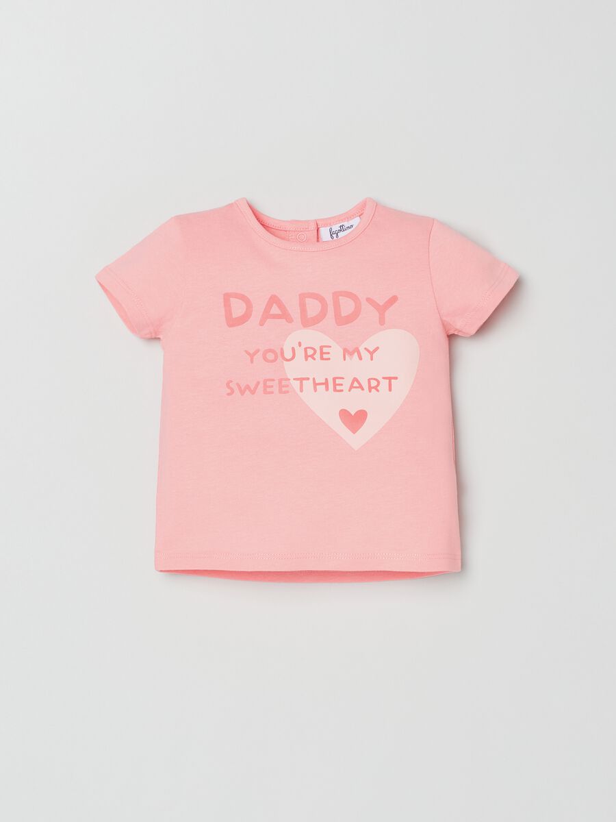 Cotton T-shirt with Father's Day print_0