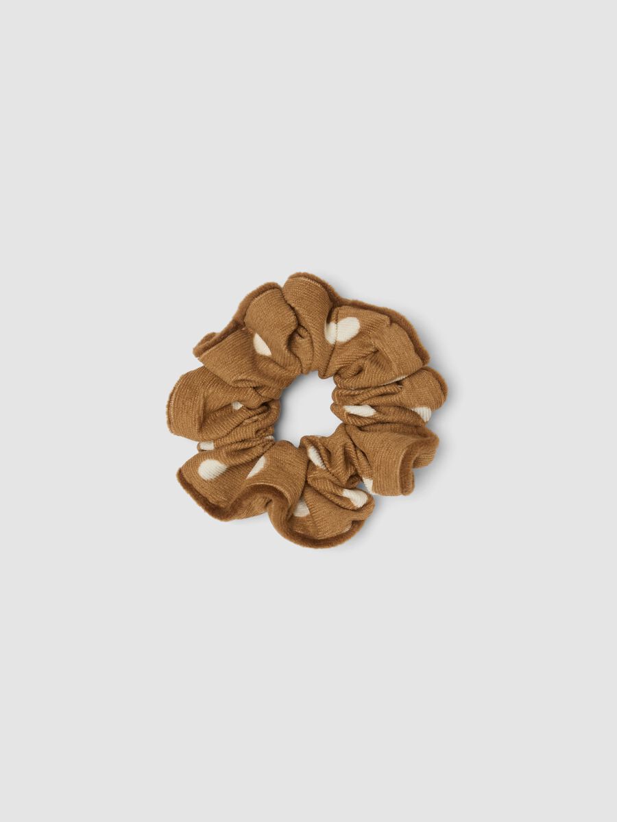 Brown polka-dot scrunchie_0