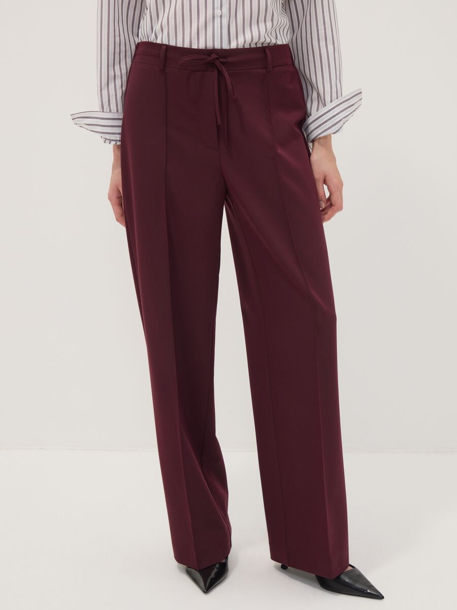 Purple stretch viscose straight-leg trousers_1