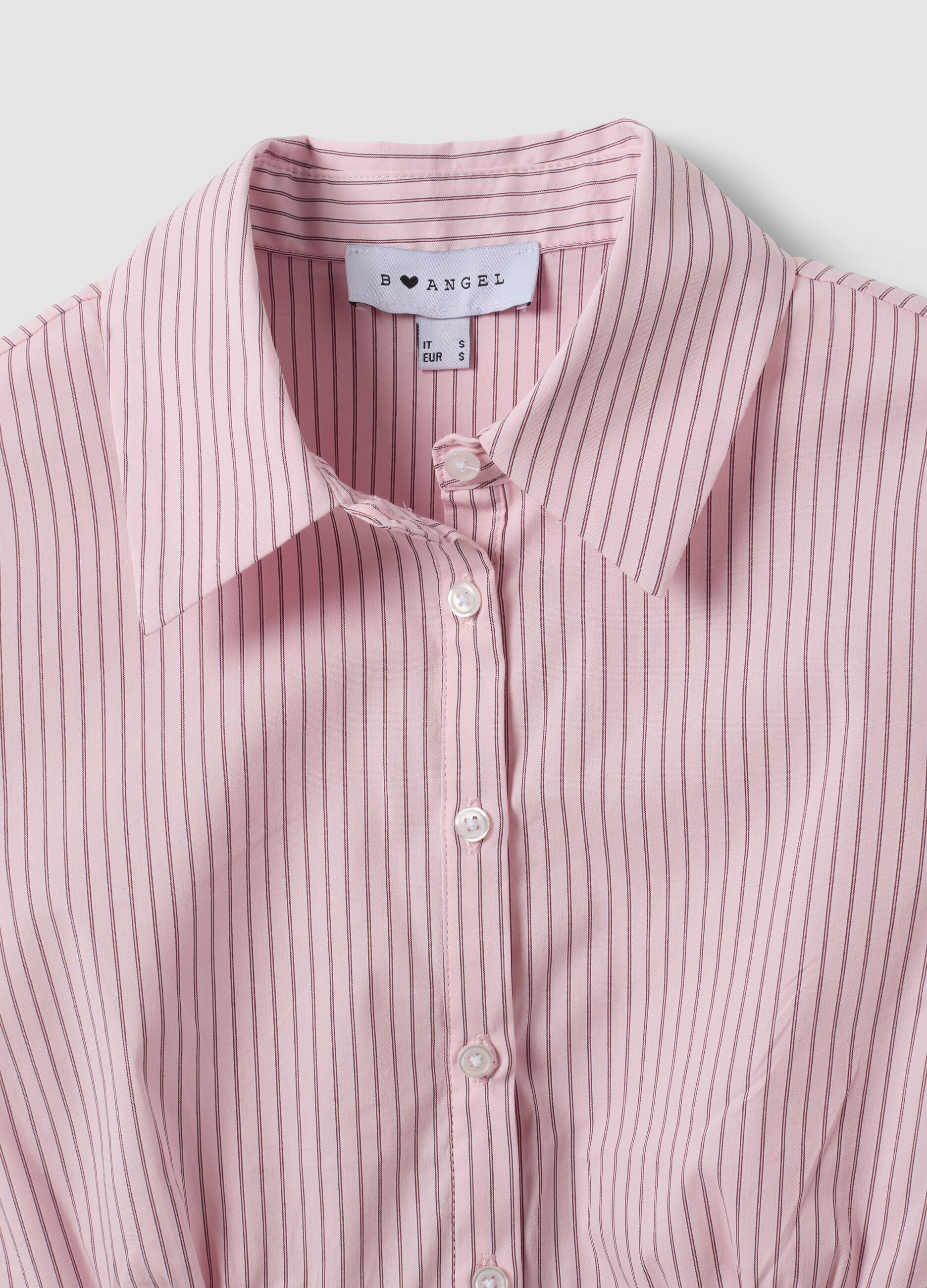 Rosa gestreiftes Slim-Fit-Hemd aus elastischer Baumwolle