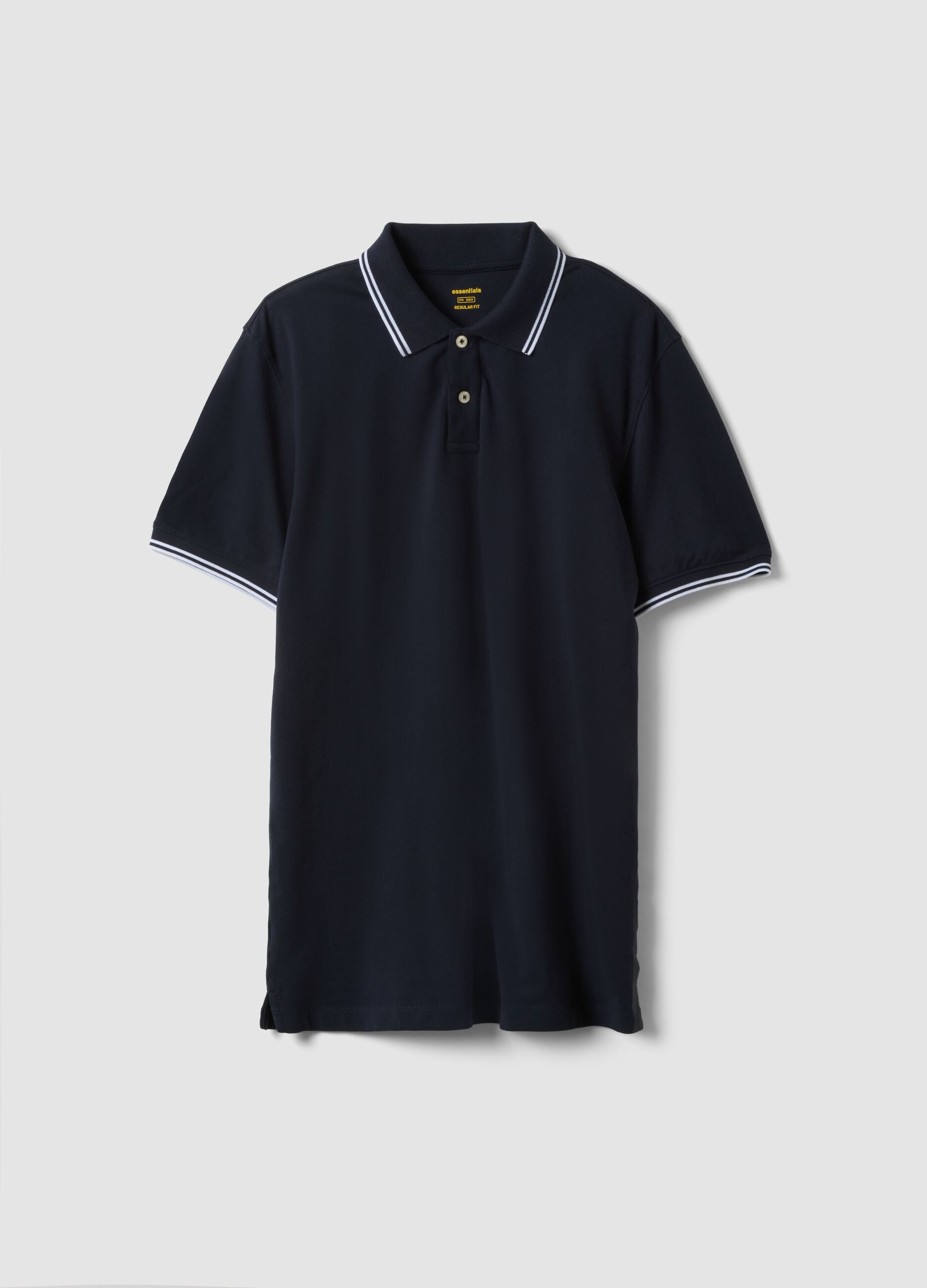 Blue stretch cotton polo shirt, regular fit