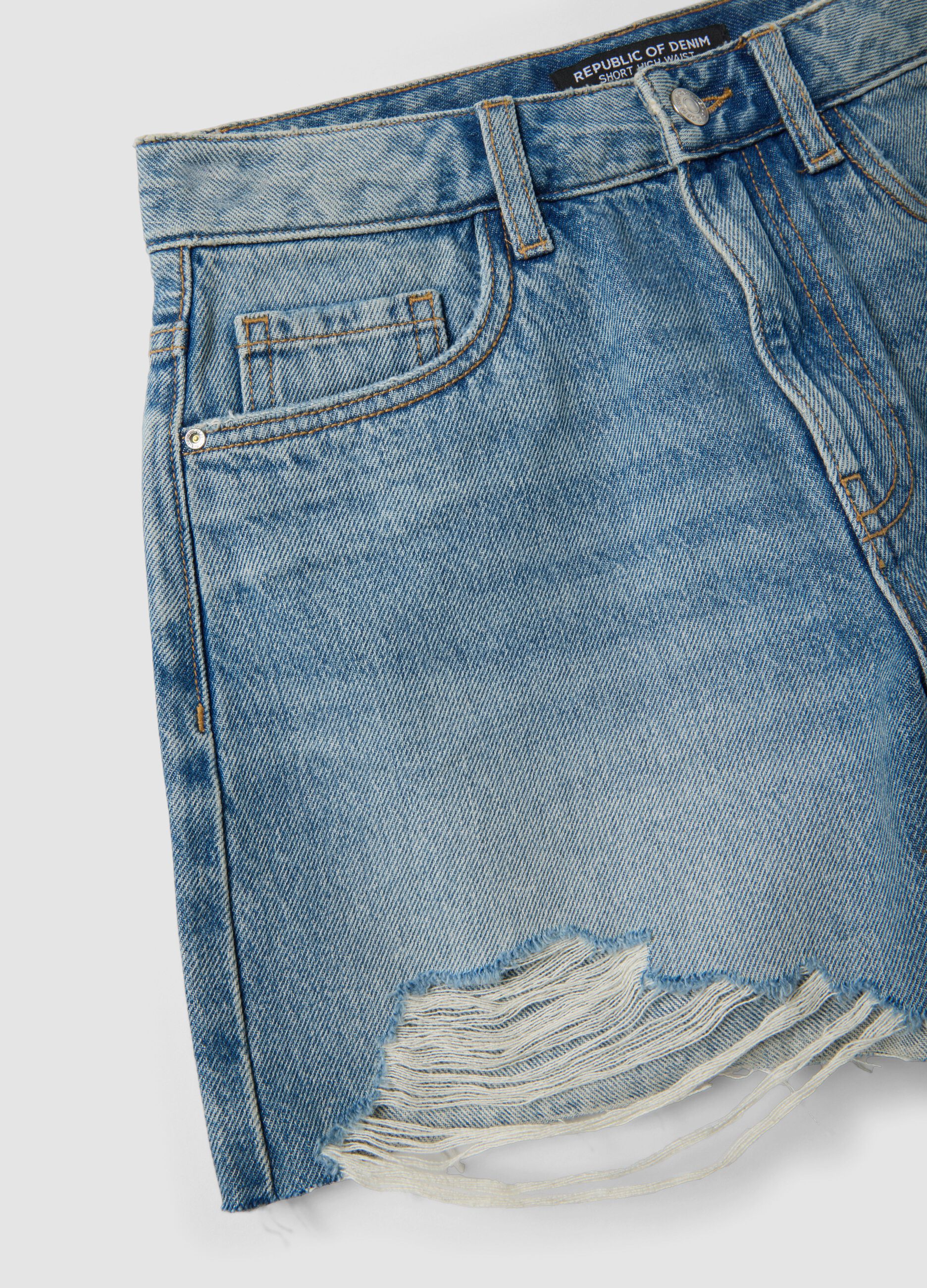 Light blue pure cotton denim shorts