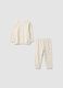 White organic cotton pyjamas with hearts and teddy bear print for baby girl_0