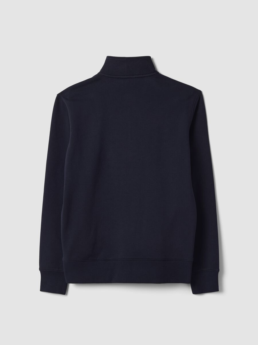 Blue cotton-blend half-zip crew-neck sweatshirt_6