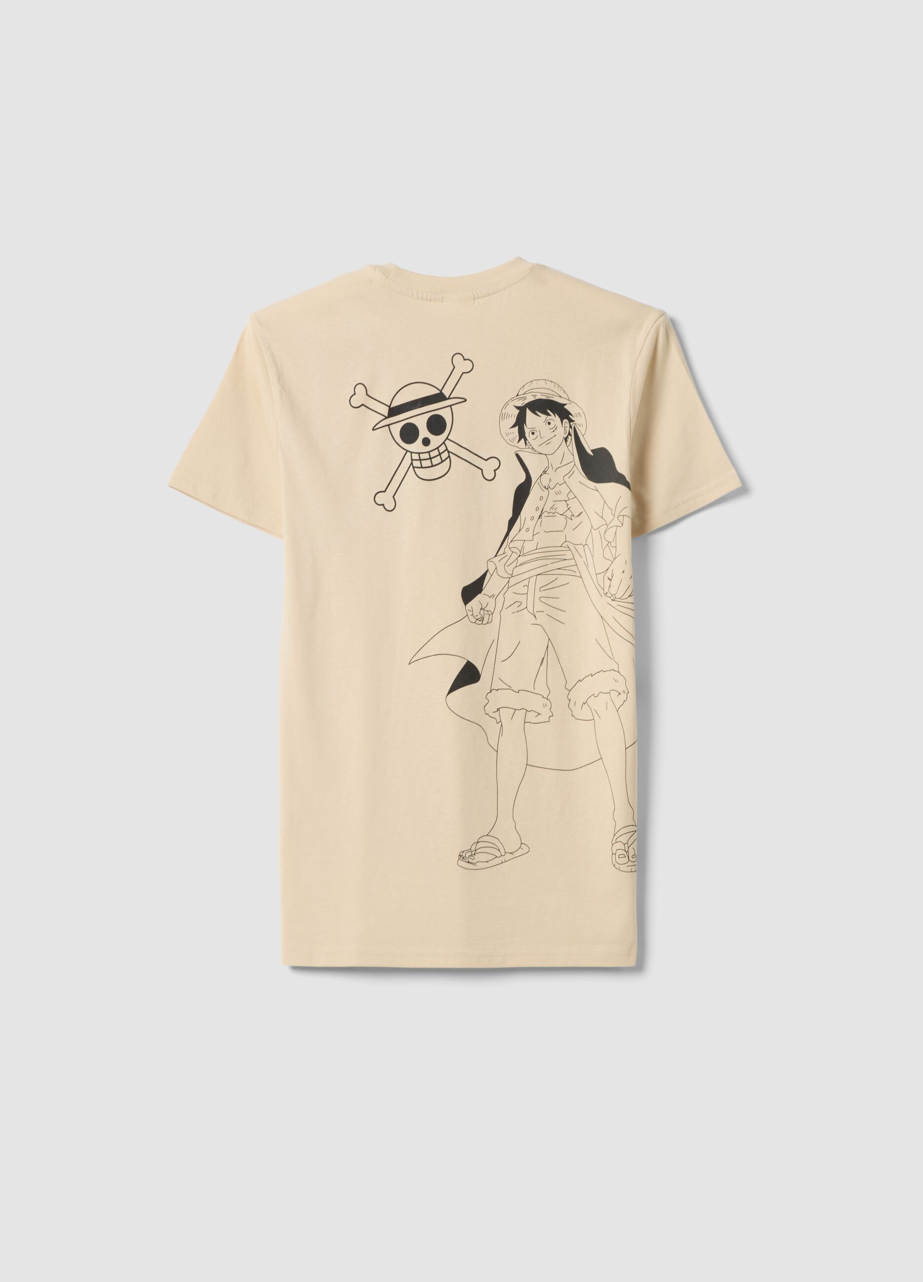 Beige pure cotton short-sleeve T-shirt