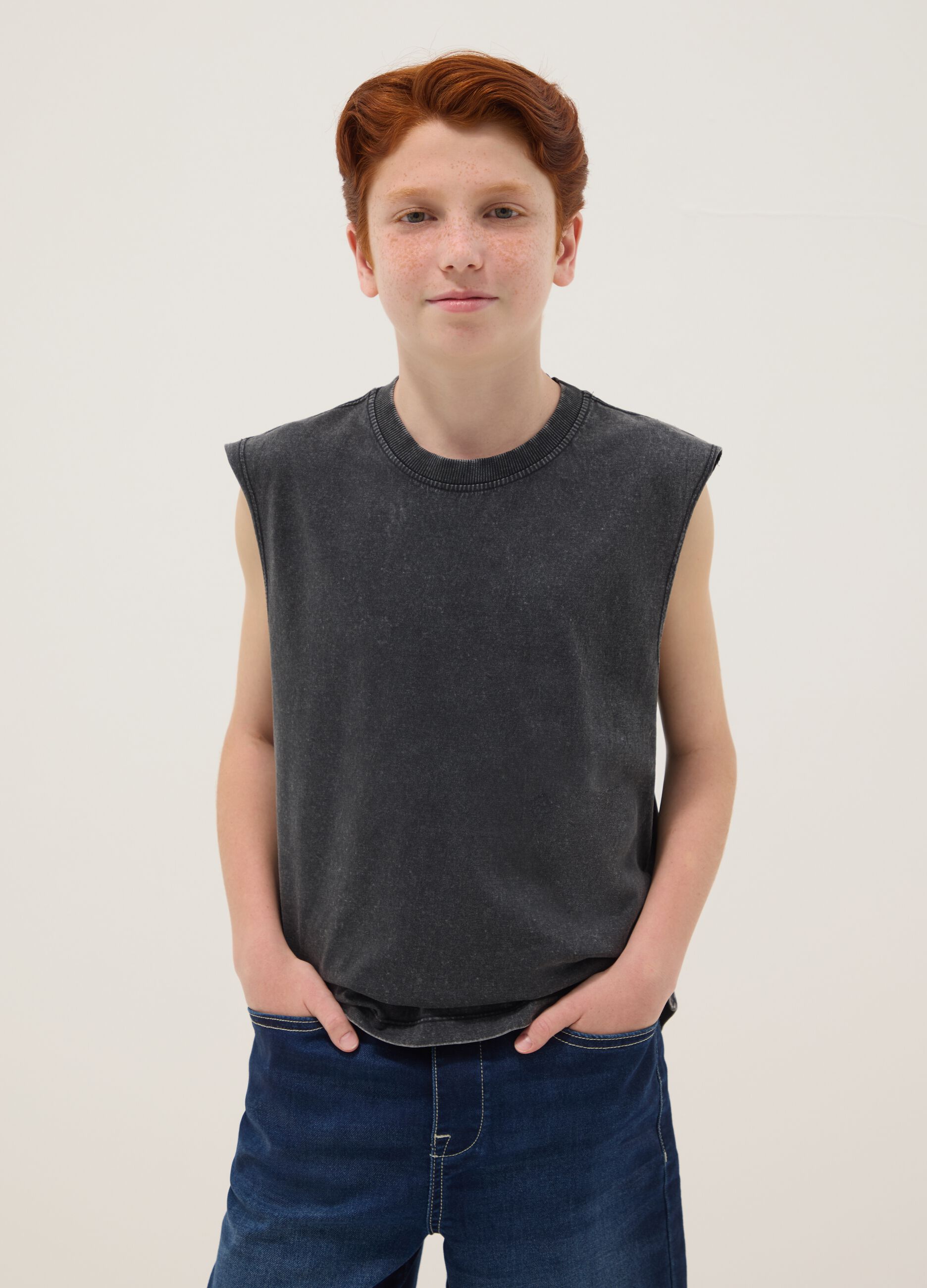 Black pure cotton vest top