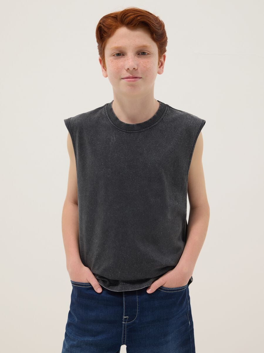 Black pure cotton vest top_1