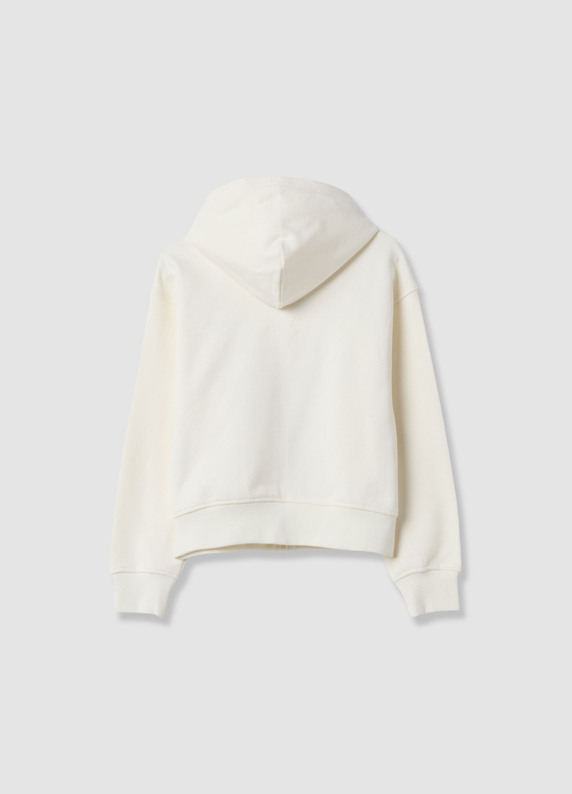 Felpa bianca in puro cotone organico con cappuccio regular fit