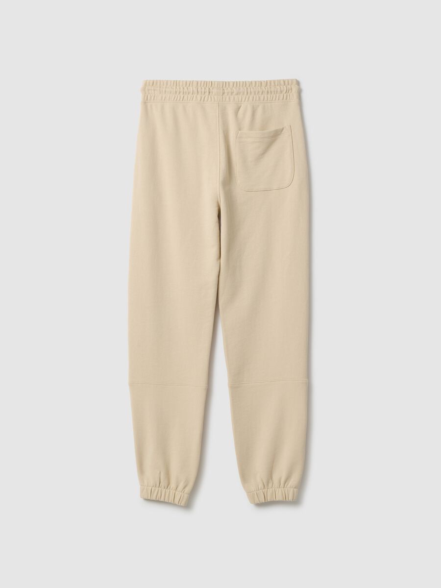 Beige jogger trousers for boys in pure organic cotton regular fit_1