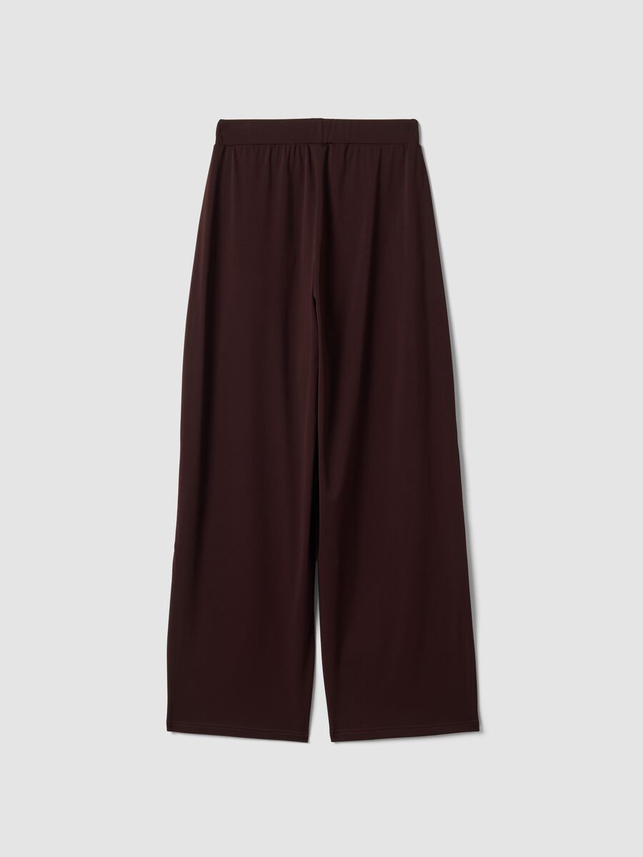 Brown wide-leg stretch-fabric trousers_5