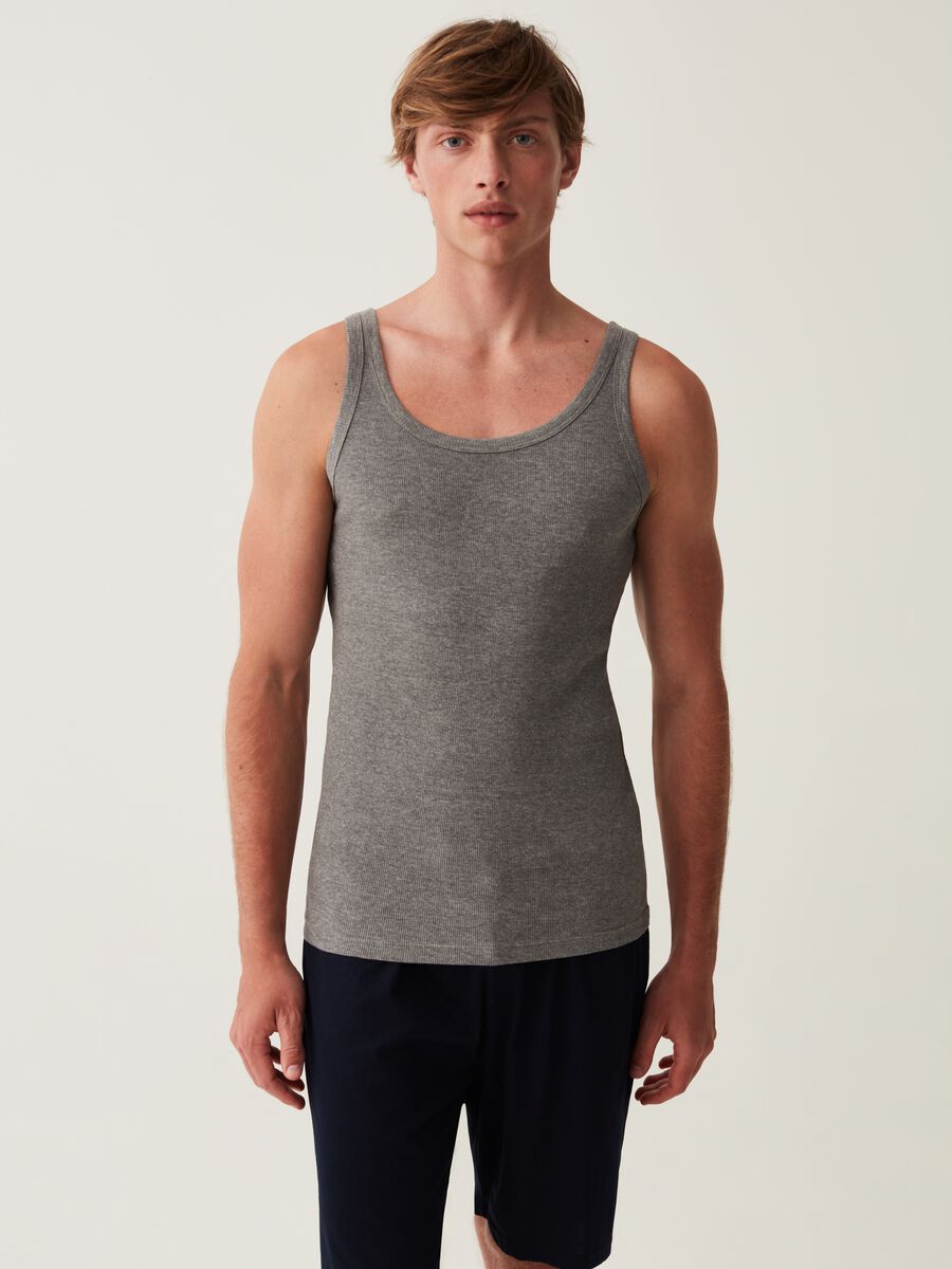 Fine ribbed organic cotton vest with racerback_0