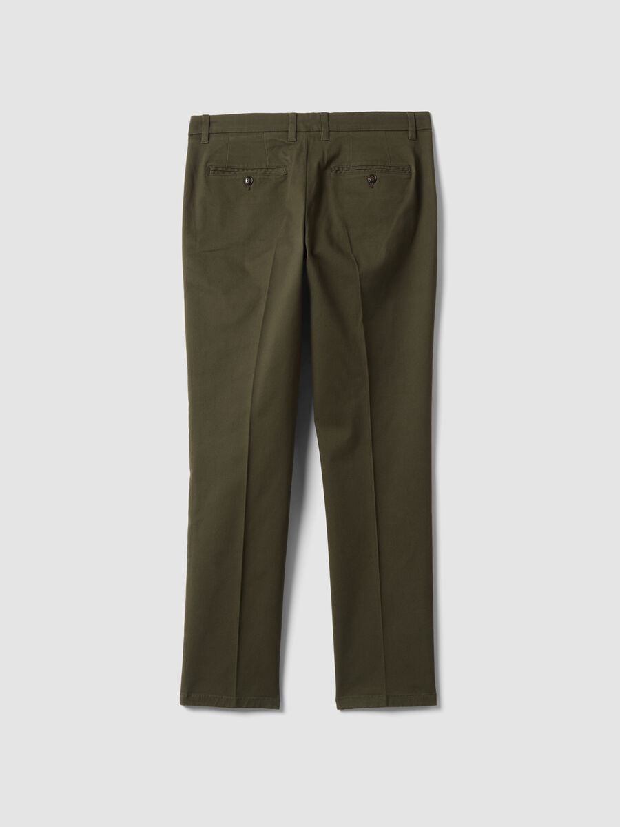 Gr&uuml;ne Slim-Fit Chinohose aus elastischem Baumwolltwill_2