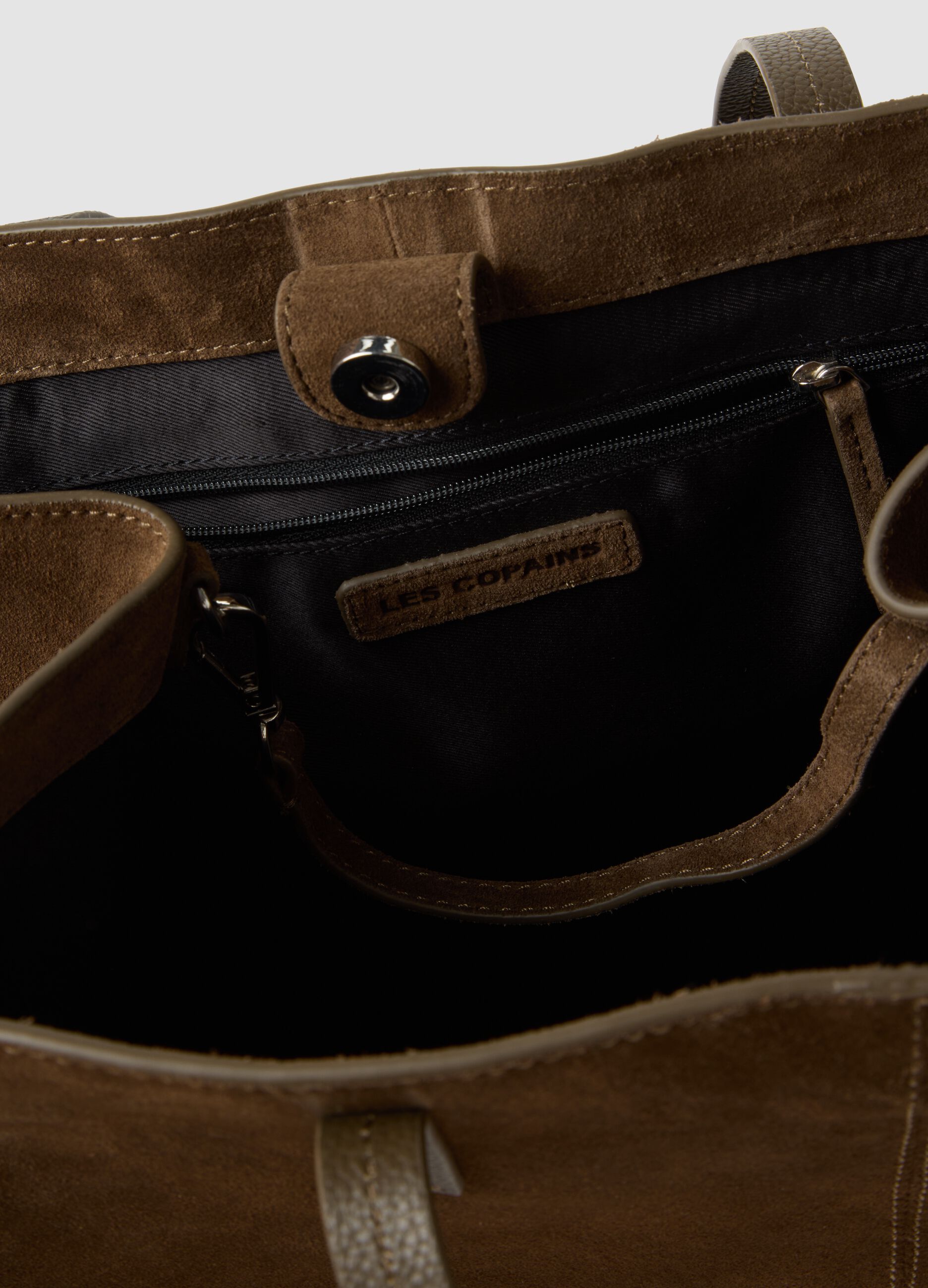 Brown genuine leather handbag with double handles