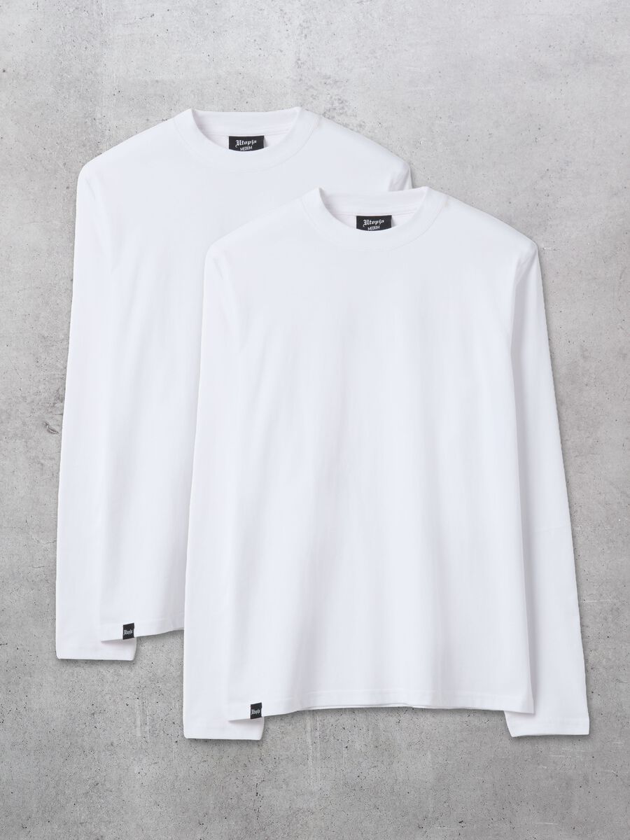 Pacote Duplo de Camisetas de Manga Comprida Branco_0