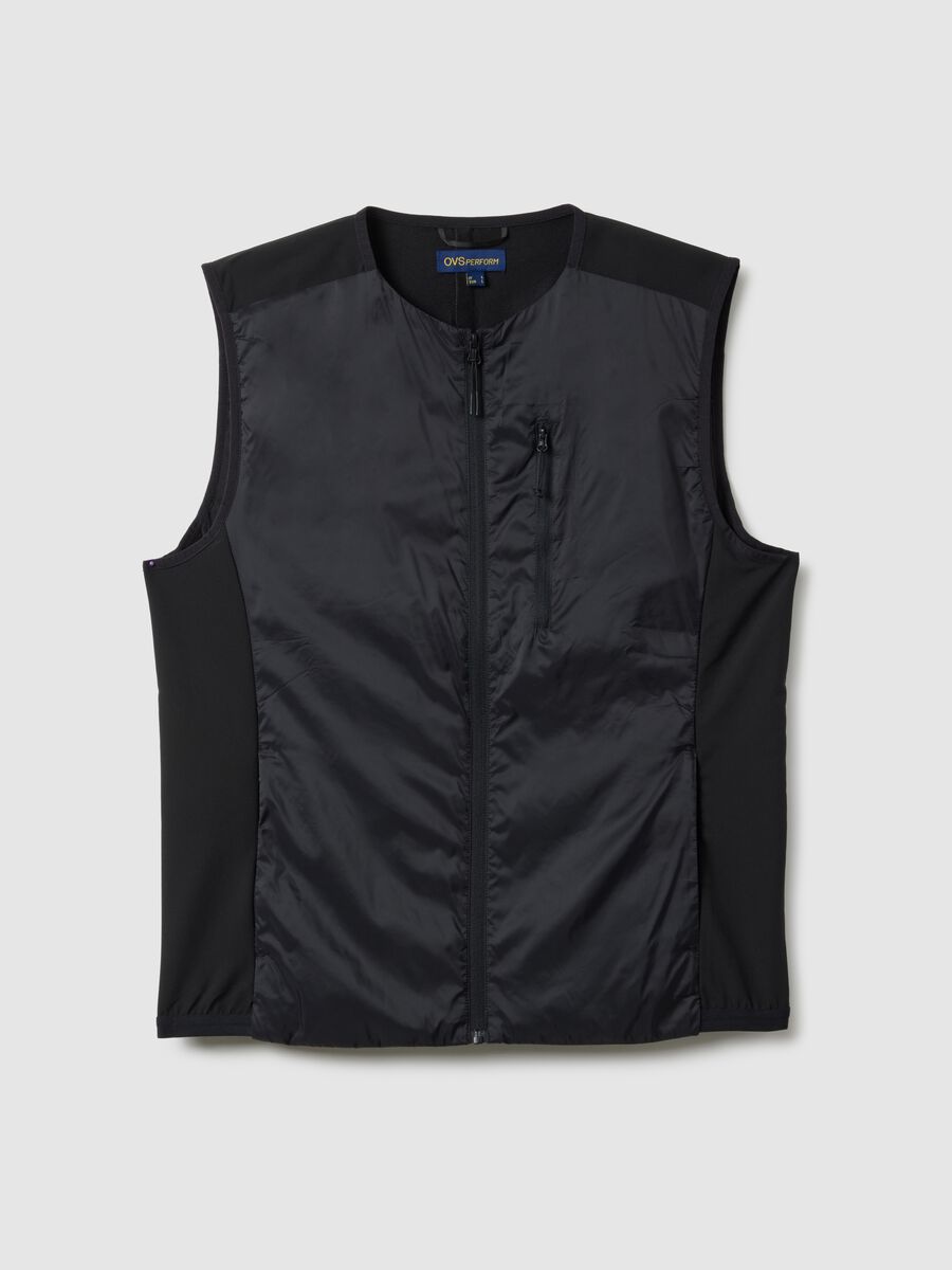 Black Sleeveless Padded Jacket Regular Fit_4