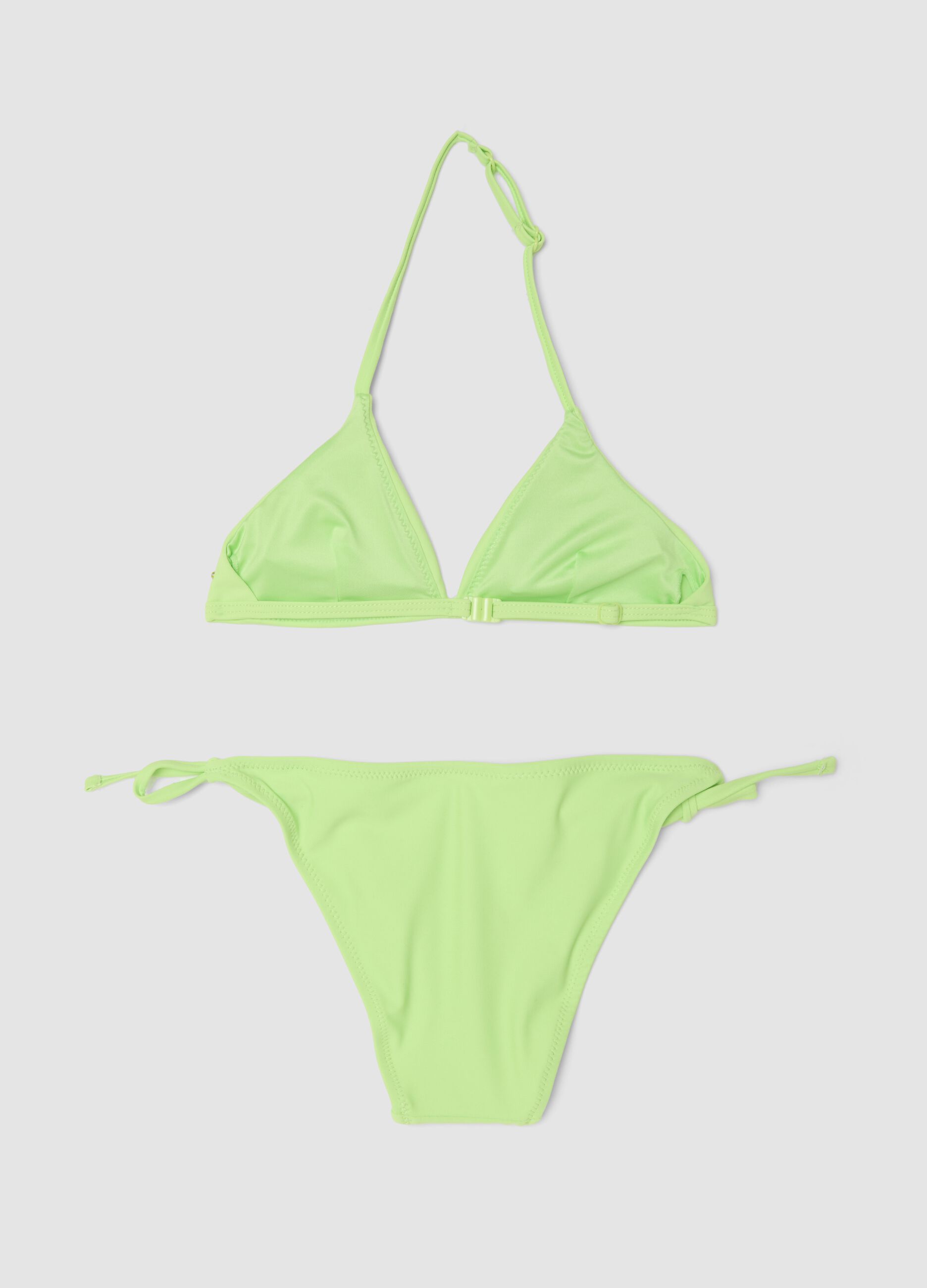 Green triangle bikini in stretch fabric