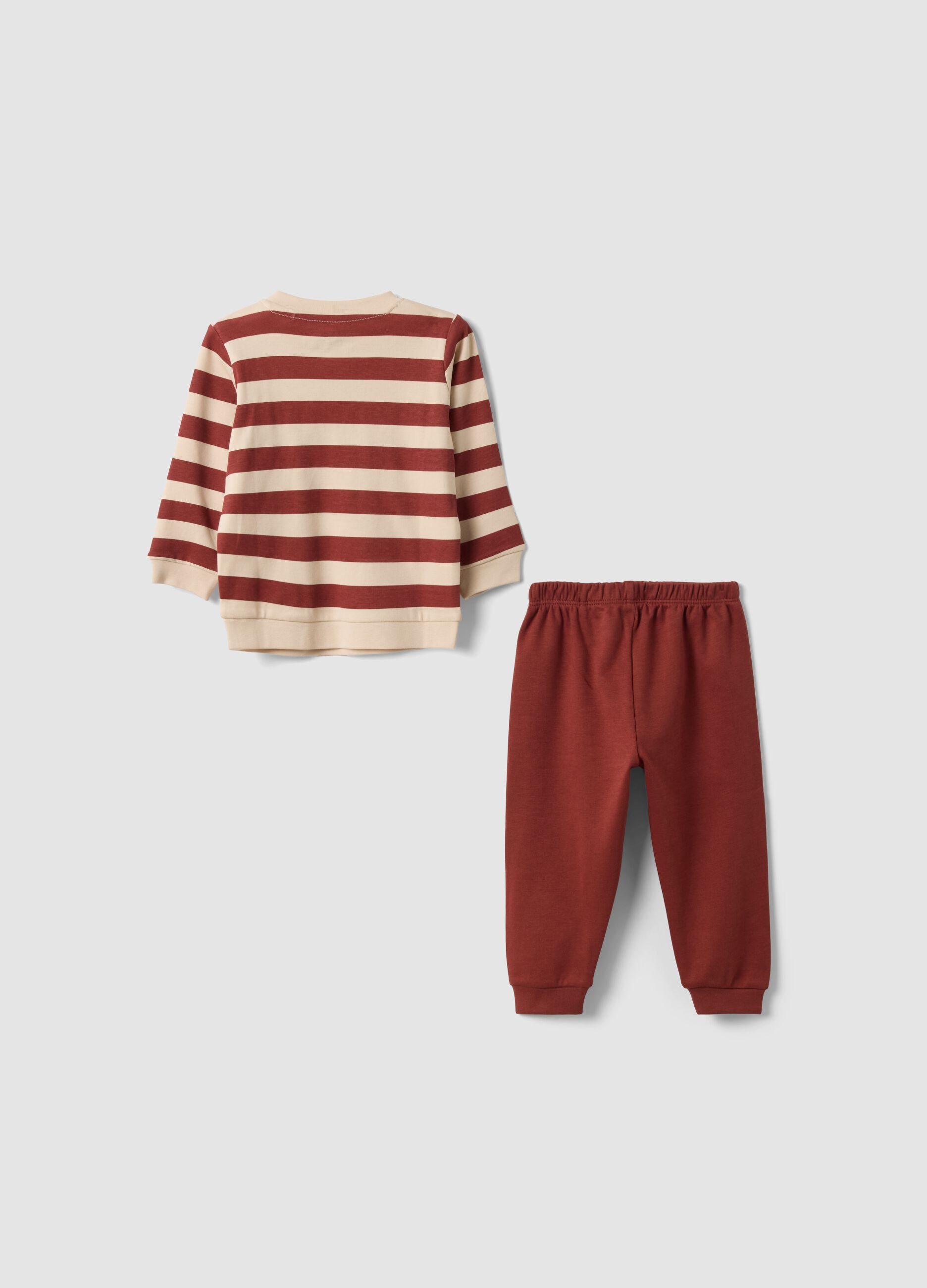 Pigiama rosso in puro cotone organico con stampa castoro