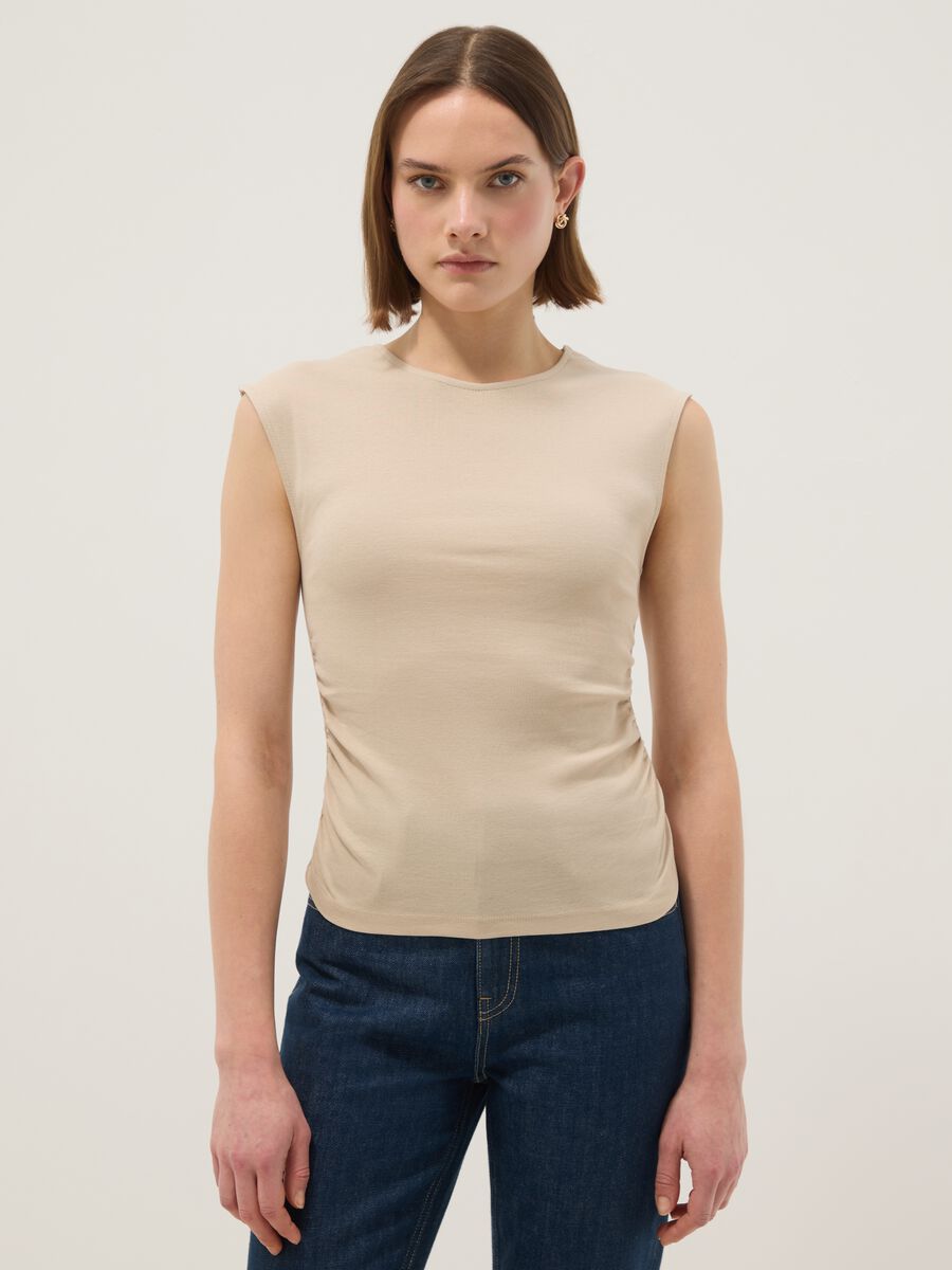 Beiges Tanktop aus reiner Baumwolle im Regular Fit_1