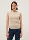 Beige pure cotton regular fit tank top_0