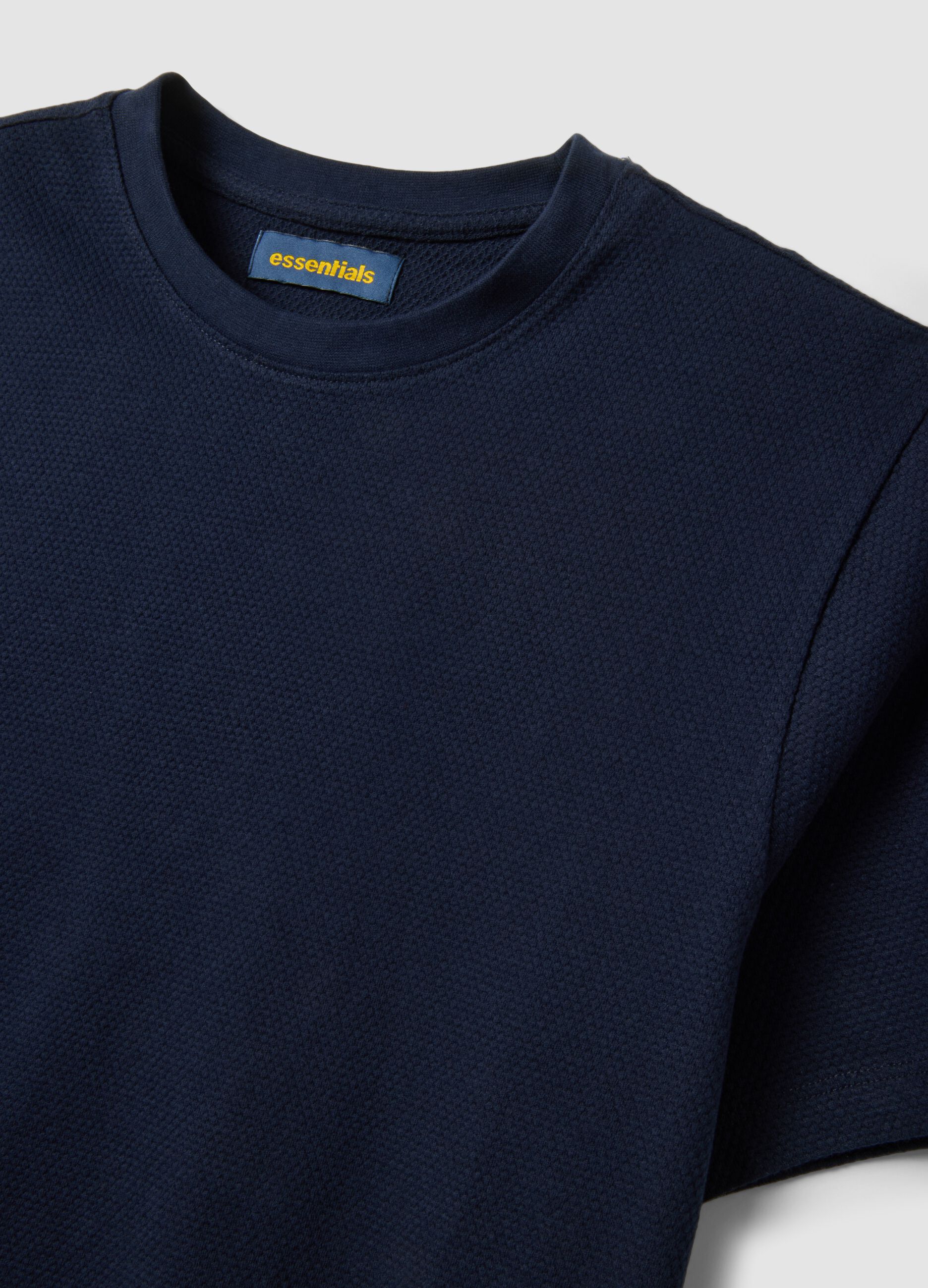 Blue short-sleeve pure cotton T-shirt