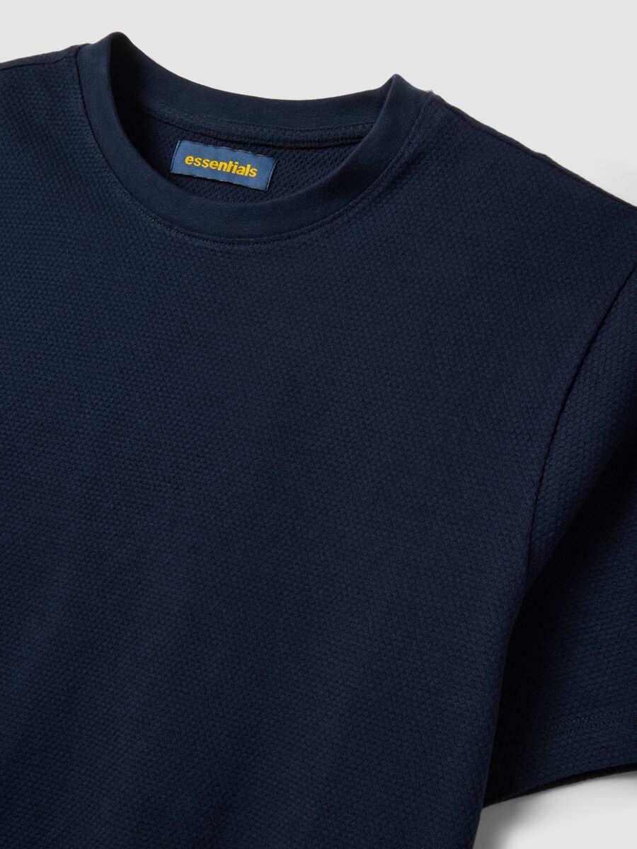 Blue short-sleeve pure cotton T-shirt_5